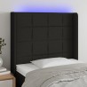  Tête de lit à LED Noir 103x16x118/128 cm Tissu 