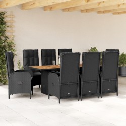 Ensemble de canapé de jardin avec coussin 7 pcs Noir polyrotin 490739490739