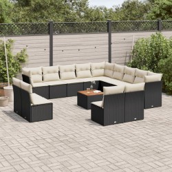 Salon de jardin avec coussins 7 pcs beige résine tressée 491683491683