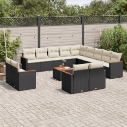 Salon de jardin avec coussins 7 pcs beige résine tressée 491690491690
