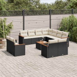 Salon de jardin avec coussins 7 pcs beige résine tressée 491709491709