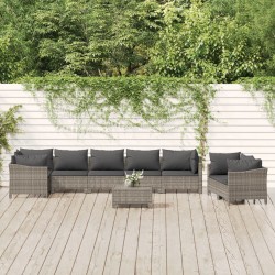Salon de jardin avec coussins 7 pcs beige résine tressée 491713491713