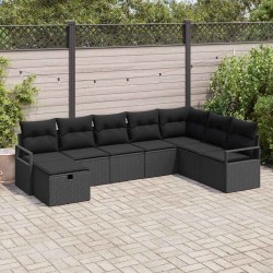 Salon de jardin avec coussins 7 pcs beige résine tressée 491721491721