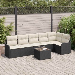 Salon de jardin avec coussins 7 pcs beige résine tressée 491740491740