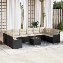 Salon de jardin avec coussins 7 pcs beige résine tressée 491742491742