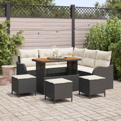 Salon de jardin avec coussins 7 pcs beige résine tressée 491936491936