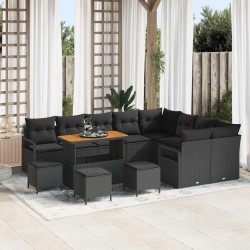Ensemble de canapé de jardin avec coussin 6 pcs Noir Aluminium 491941491941