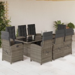 Salon de jardin avec coussins 9 pcs beige résine tressée 492295492295