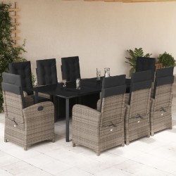 Salon de jardin avec coussins 9 pcs beige résine tressée 492311492311
