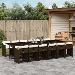 Salon de jardin avec coussins 9 pcs beige résine tressée 492321492321