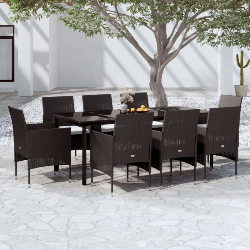 Salon de jardin avec coussins 9 pcs beige résine tressée 492323492323