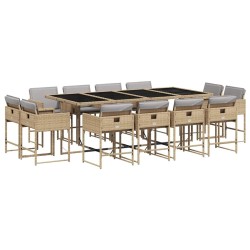 Salon de jardin avec coussins 9 pcs beige résine tressée 492325492325