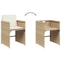 Salon de jardin avec coussins 9 pcs beige résine tressée 492325492325
