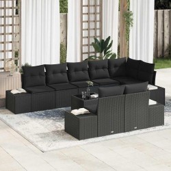 Salon de jardin avec coussins 8 pcs beige résine tressée 492496492496