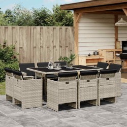 Salon de jardin avec coussins 8 pcs beige résine tressée 492497492497