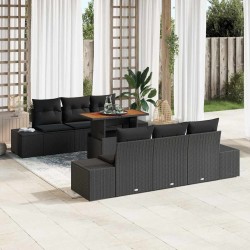 Salon de jardin avec coussins 8 pcs beige résine tressée 492503492503