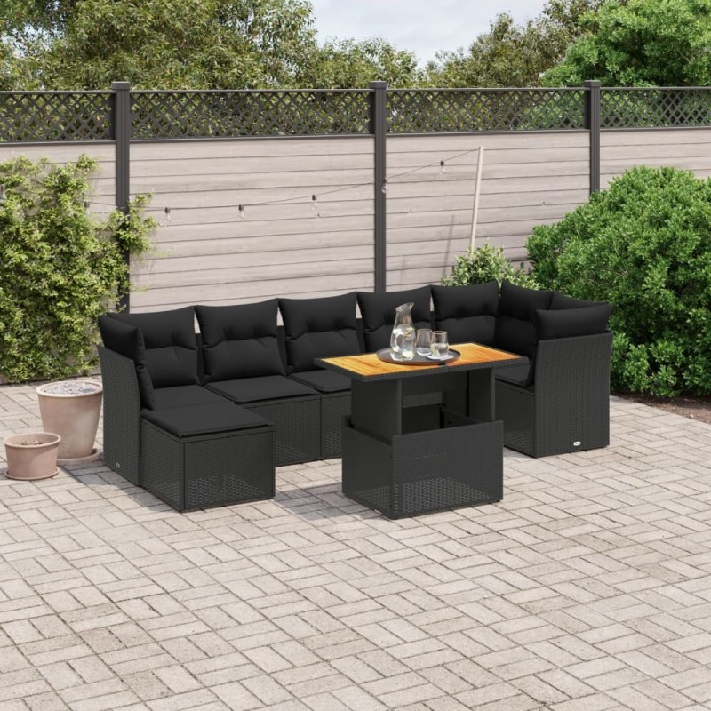 Salon de jardin avec coussins 7 pcs gris résine tressée 493459493459