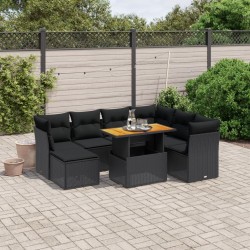 Salon de jardin avec coussins 7 pcs gris résine tressée 493465493465