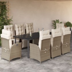 Ensemble de salle à manger pour jardin 9 pcs Gris polyrotin 493490493490