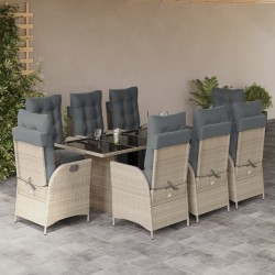 Ensemble de salle à manger pour jardin 9 pcs Gris polyrotin 493491493491