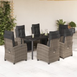 Ensemble de salle à manger pour jardin 9 pcs Gris polyrotin 493496493496