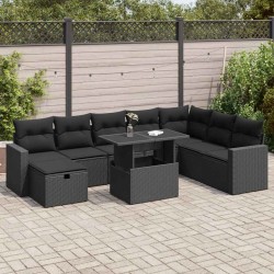 Salon de jardin avec coussins 7 pcs gris résine tressée 493497493497