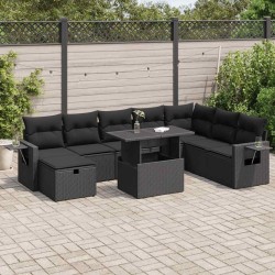 Salon de jardin avec coussins 7 pcs gris résine tressée 493498493498
