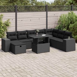 Salon de jardin avec coussins 7 pcs gris résine tressée 493499493499