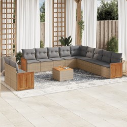 Salon de jardin avec coussins 7 pcs gris résine tressée 493500493500