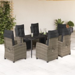 Ensemble de salle à manger pour jardin 9 pcs Gris polyrotin 493512493512