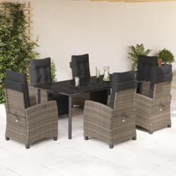 Ensemble de salle à manger pour jardin 9 pcs Gris polyrotin 493514493514