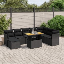 Salon de jardin avec coussins 7 pcs gris résine tressée 493539493539