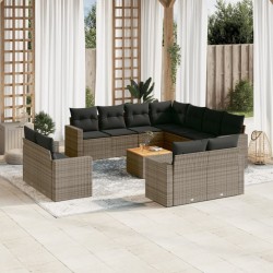 Salon de jardin avec coussins 7 pcs gris résine tressée 493543493543