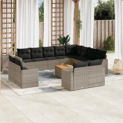 Salon de jardin avec coussins 7 pcs gris résine tressée 493544493544