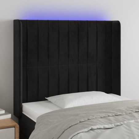  Tête de lit à LED Noir 93x16x118/128 cm Velours 