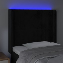  Tête de lit à LED Noir 93x16x118/128 cm Velours 