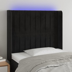  Tête de lit à LED Noir 93x16x118/128 cm Velours 