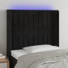  Tête de lit à LED Noir 93x16x118/128 cm Velours 