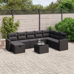 Salon de jardin avec coussins 7 pcs gris résine tressée 493640493640
