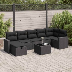 Salon de jardin avec coussins 7 pcs gris résine tressée 493643493643