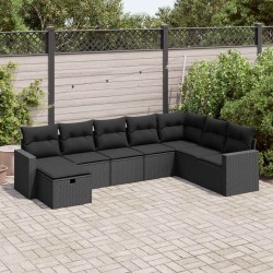 Salon de jardin avec coussins 7 pcs gris résine tressée 493644493644