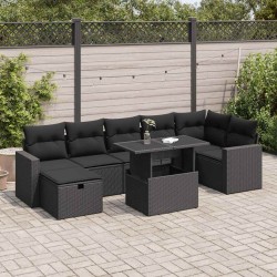 Salon de jardin avec coussins 7 pcs gris résine tressée 493646493646