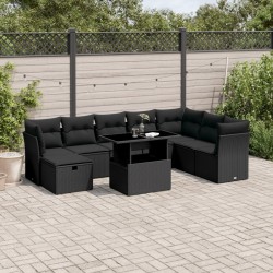 Salon de jardin avec coussins 7 pcs gris résine tressée 493647493647