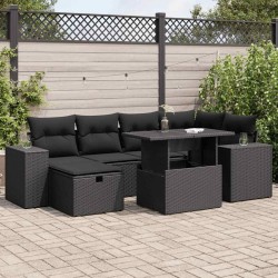 Salon de jardin avec coussins 7 pcs gris résine tressée 493660493660