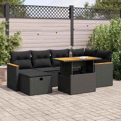 Salon de jardin avec coussins 7 pcs gris résine tressée 493661493661