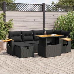 Salon de jardin avec coussins 7 pcs gris résine tressée 493662493662