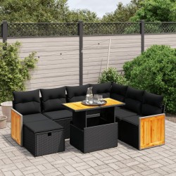 Salon de jardin avec coussins 7 pcs gris résine tressée 493683493683