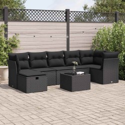 Salon de jardin avec coussins 7 pcs gris résine tressée 493685493685