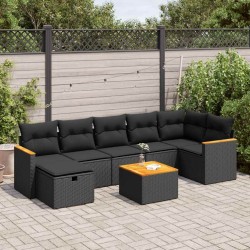 Salon de jardin avec coussins 7 pcs gris résine tressée 493688493688