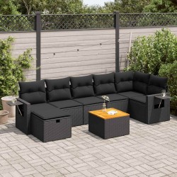 Salon de jardin avec coussins 7 pcs gris résine tressée 493690493690